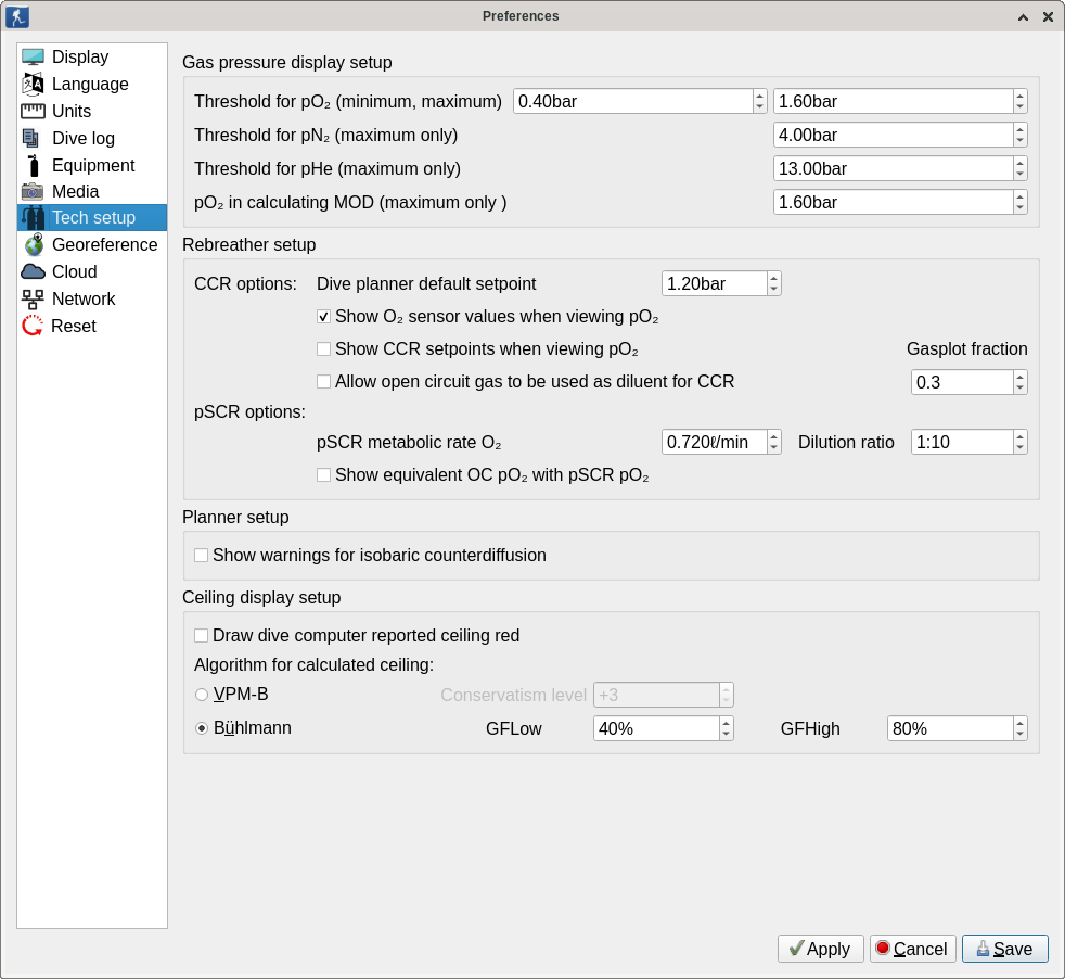 FIGURE: Preferences: Tech setup
